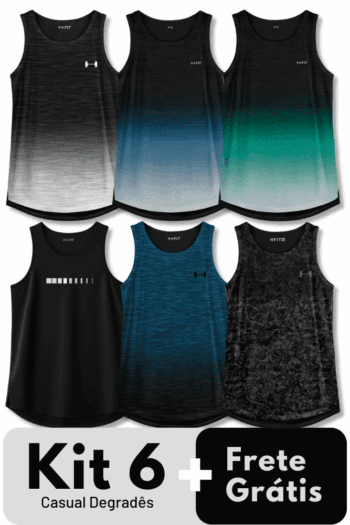 Kit 6 Regatas Casual Degradês + Frete Grátis