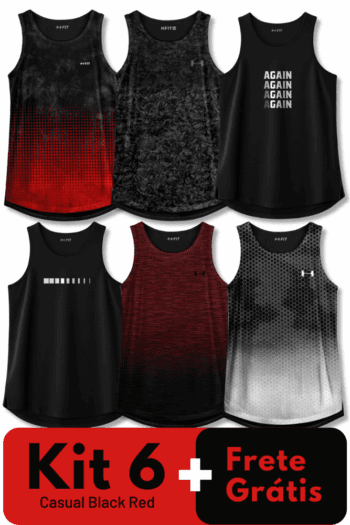 Kit 6 Regatas Esporte Blackred + Frete Grátis